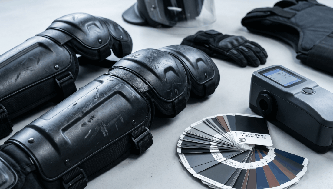 plastic characterisation test on a riot gear